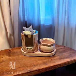 Candle Plate Set - Waxbrander en schaal voor geurmelts in bordeaux rood